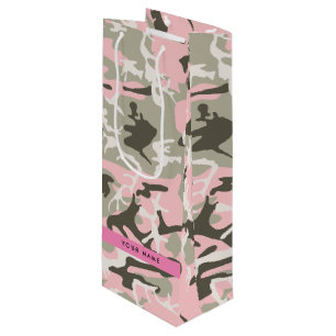 Pink und Green Camouflage Ihr Name Persönlich gest Geschenktüte Für Weinflaschen