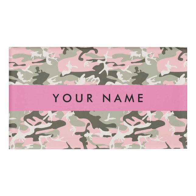 Pink und Green Camouflage Ihr Name Persönlich gest Namenschild (Vorderseite)