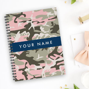Pink und Green Camouflage Ihr Name Persönlich gest Notizblock