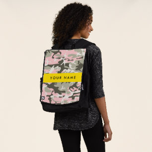 Pink und Green Camouflage Ihr Name Persönlich gest Rucksack