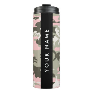 Pink und Green Camouflage Ihr Name Persönlich gest Thermosbecher