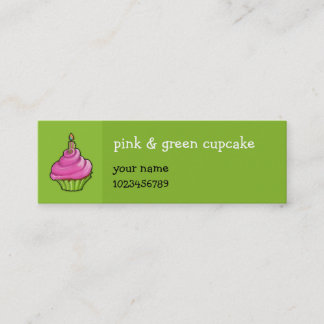 Pink und Green Cupcake grün klein Mini Visitenkarte
