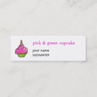 Pink und Green Cupcake klein Mini Visitenkarte
