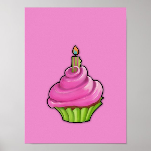 Pink und Green Cupcake rosa Poster (Vorne)