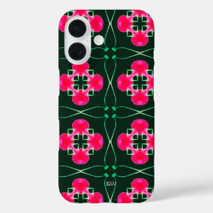 Pink und Green Floral iPhone Case mit Name
