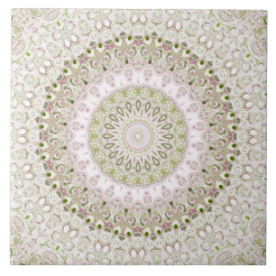 Pink und Green Floral Mandala Design Fliese