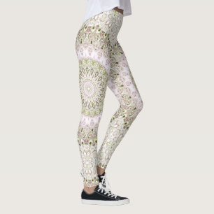 Pink und Green Floral Mandala Design Leggings