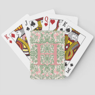 Pink und Green Floral Monogram Playing Cards Spielkarten