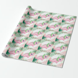 Pink und Green Girly Dinosaur Baby Dusche Geschenkpapier