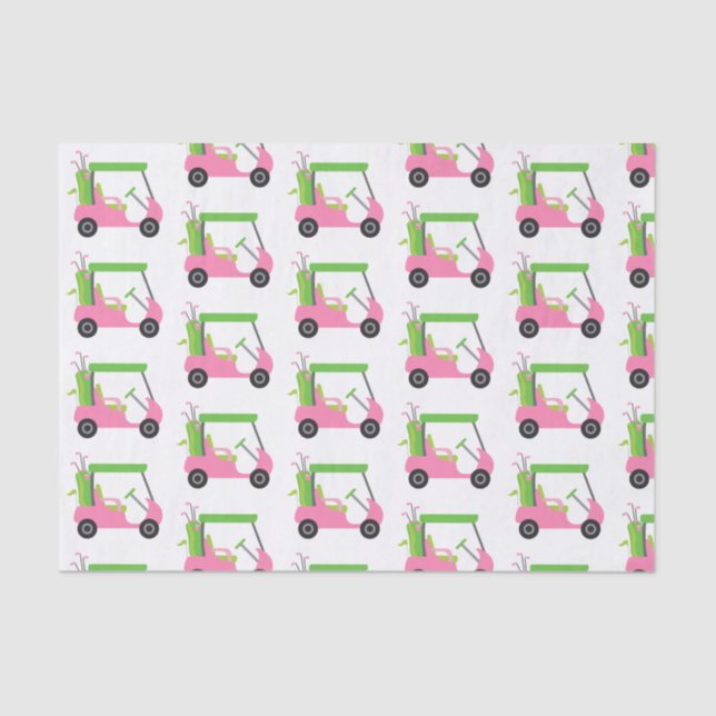 Pink und Green Golf Cart - Papiertafel Seidenpapier (Vorderseite)