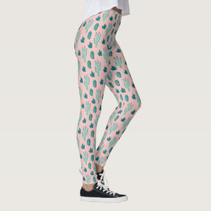 Pink und Green Hübsch Cactus Pattern Leggings