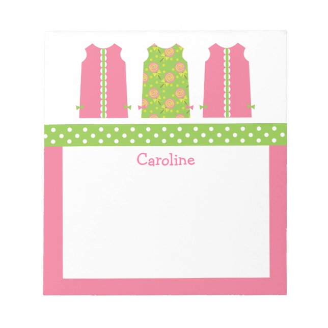 Pink und Green Lollipop Shift Dress Notepad Notizblock (Vorderseite)