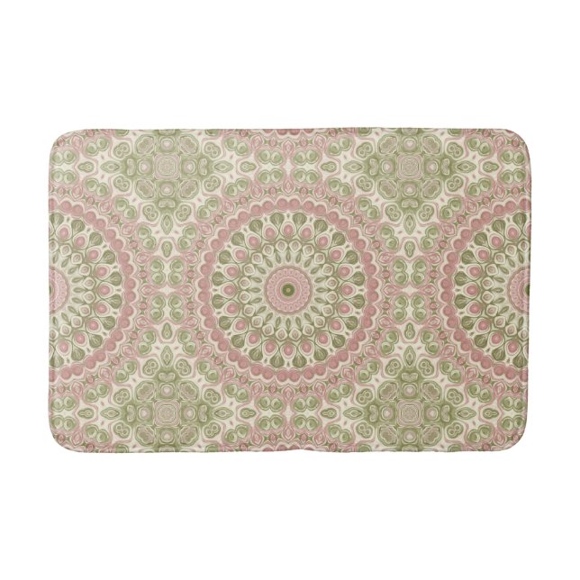 Pink und Green Mandala Muster Badematte (Vorderseite)