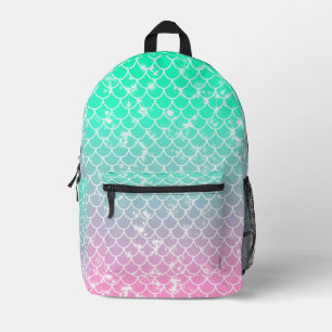 Pink und Green Mermaid Muster Bedruckter Rucksack