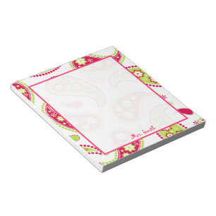 Pink und Green Paisley Personalisiert Notepad Notizblock