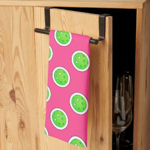 Pink und Green Pickleballs Preppy Kitchen Geschirrtuch
