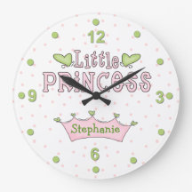 Pink und Green Princess Wall Clock