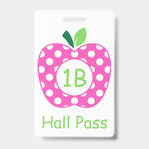 Pink und Green Teacher's Apfel Personalisiert Ausweis