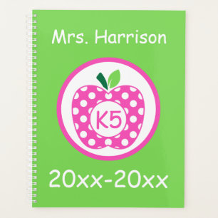 Pink und Green Teacher's Apfel Personalisiert Planer