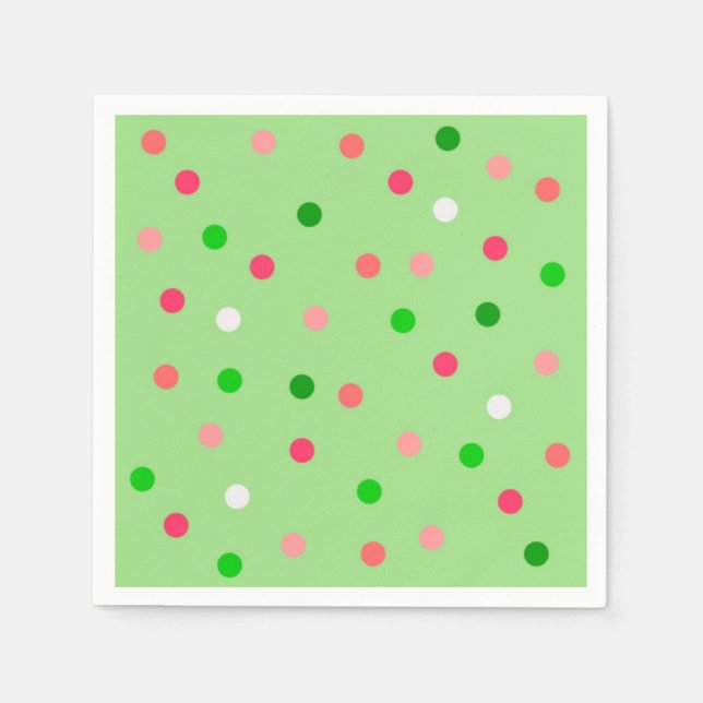 Pink und Green Watermelon Polka Dots Serviette (Vorderseite)