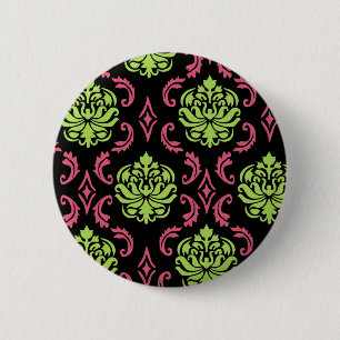 Pink-und Grün-Damast Button