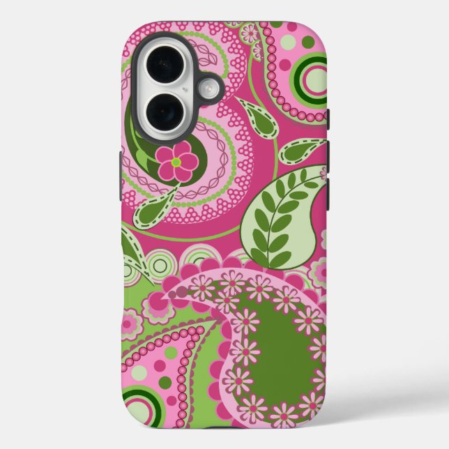 Pink und grün Paisley iPhone 16 Fall Case-Mate iPhone Hülle (Rückseite)