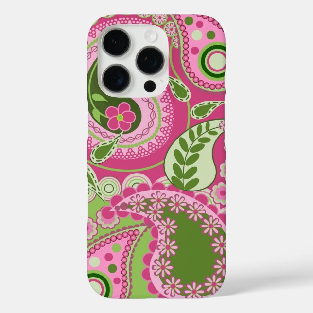 Pink und grün Paisley iPhone 16 Fall Case-Mate iPhone Hülle (Rückseite)
