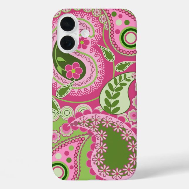 Pink und grün Paisley iPhone 16 Fall Case-Mate iPhone Hülle (Rückseite)