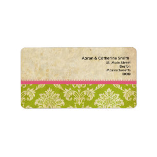 Pink und grün Vintag Damask Adresslisten Adressaufkleber