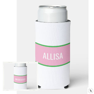 Pink und grüner Preppy Strip Bridesmaid Selters Dosenkühler