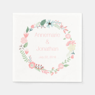 Pink und grünes Blumenmuster Papier Napkins Serviette