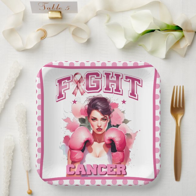 Pink und Hübscher Bluterbauchkrebs Pappteller (Hochzeit)