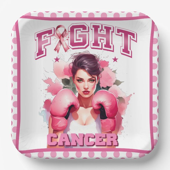 Pink und Hübscher Bluterbauchkrebs Pappteller (Vorderseite)