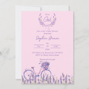 Pink und Lavendel Bläserradverleih Baby Dusche Einladung