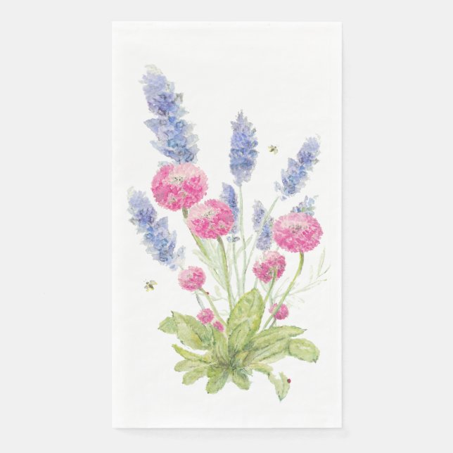 Pink und Lavender Blume Gast Napkins Serviette (Vorderseite)