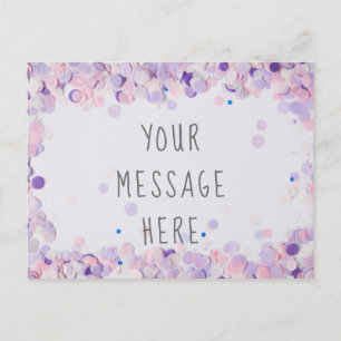 Pink und Lavender Party Confetti Blank Meldung Einladungspostkarte