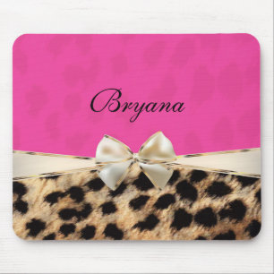 Pink- und Leoparden-Cheeta-Druck-Bogen-Mauspad Mousepad