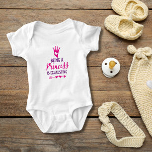 Pink und Lila Als Prinzessin zu sein ist anstrenge Baby Strampler