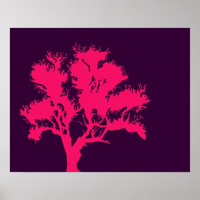 Pink und Lila Baumposter Poster (Vorne)