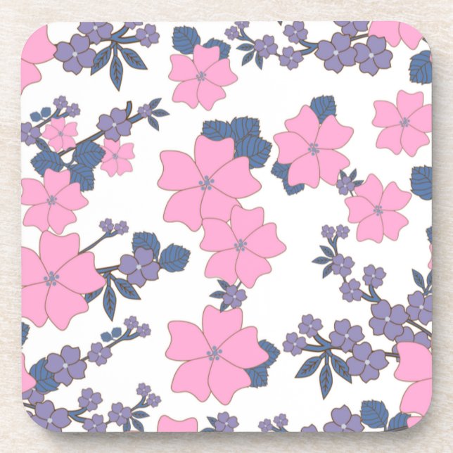 PINK UND LILA BLUME GETRÄNKEUNTERSETZER (Vorderseite)
