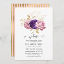 Pink und Lila florale Hochzeitsupdate verschoben