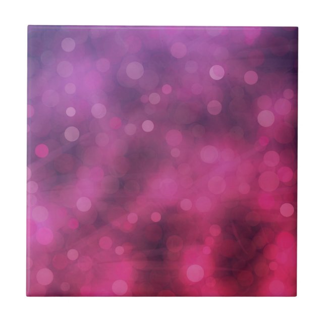 Pink und Lila funkelnde Lichter Bokeh Muster Fliese (Vorderseite)