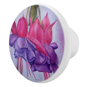 PINK UND LILA FUSCHIA BLUME KERAMIK KNOW KERAMIKKNAUF