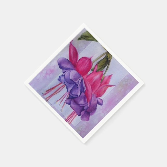 PINK UND LILA FUSCHIA BLUME PAPIER NAPKINS SERVIETTE (Ecke)