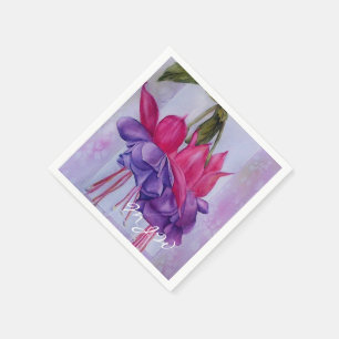 PINK UND LILA FUSCHIA-BLUME SERVIETTE