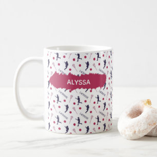 Pink und Lila Lacrosse Player-Muster Kaffeetasse
