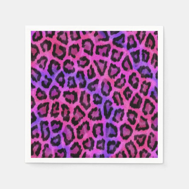 Pink und Lila Leopard-Pelzmuster Serviette (Vorderseite)