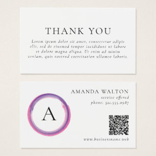 Pink und Lila Monogramm QR-Code-Package Insert
