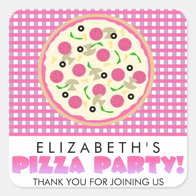 Pink und Lila Pizza Gastgeschenk Stickers (Vorderseite)