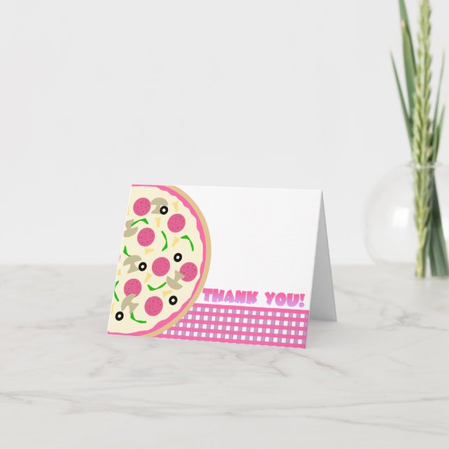 Pink und Lila Pizza Party Danke Note Card (Vorderseite)